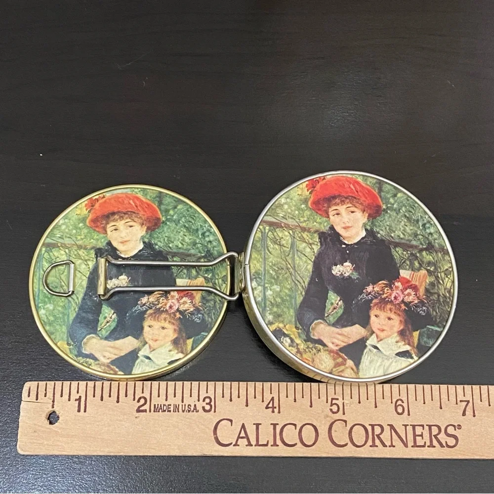 Vintage Compact Mirror Victorian Renoir Two Sisters Double Mirror Made in Japan